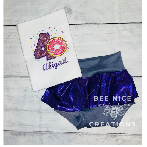 Donut birthday skirted bummies (OUTFIT)